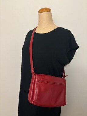 Derek Alexander red leather crossbody bag